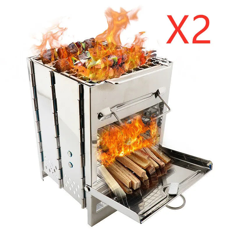 🔥 Portable Stainless Steel Camping Stove – Foldable Wood Burning Backpacking Stove with Carry Bag | Compact Outdoor Cooker for Hiking, BBQ, Boiling & Survival - megalifehack.com