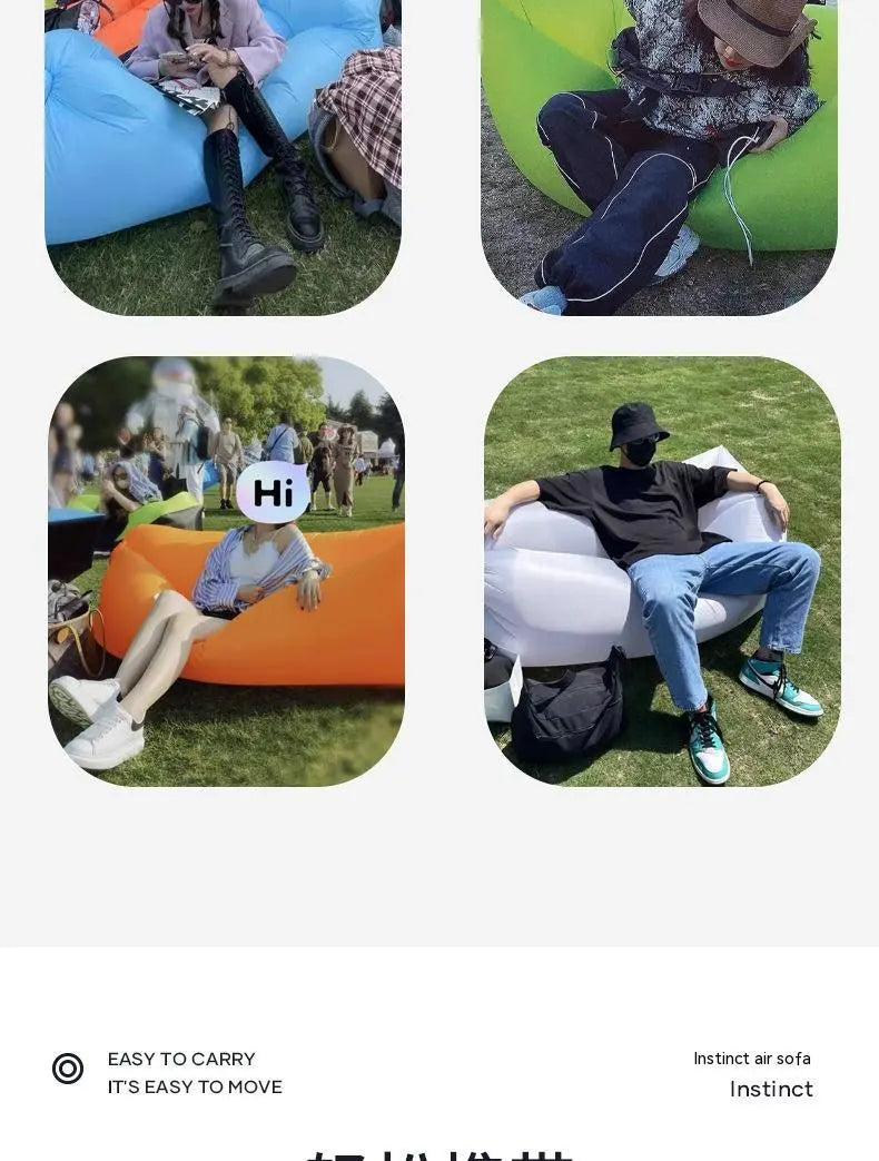 🌞 Inflatable Outdoor Sofa – Ultra-Light Air Lounger for Picnics, Festivals, Beach; Camping | 230x70cm | Up to 300kg Capacity - megalifehack.com