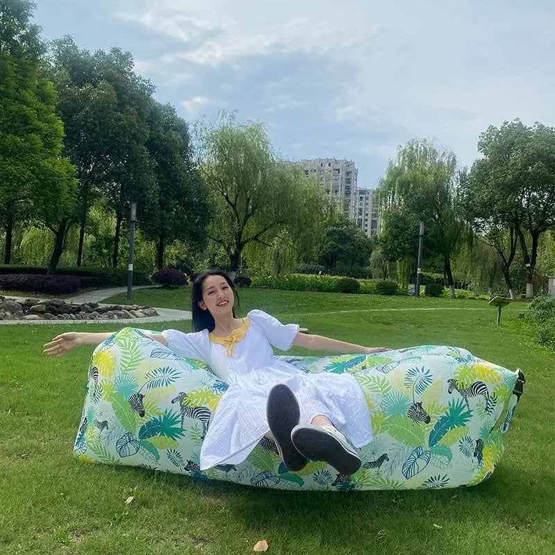 🌞 Inflatable Outdoor Sofa – Ultra-Light Air Lounger for Picnics, Festivals, Beach; Camping | 230x70cm | Up to 300kg Capacity - megalifehack.com