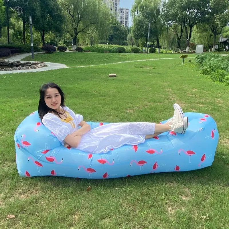 🌞 Inflatable Outdoor Sofa – Ultra-Light Air Lounger for Picnics, Festivals, Beach; Camping | 230x70cm | Up to 300kg Capacity - megalifehack.com