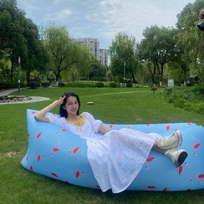 🌞 Inflatable Outdoor Sofa – Ultra-Light Air Lounger for Picnics, Festivals, Beach; Camping | 230x70cm | Up to 300kg Capacity - megalifehack.com