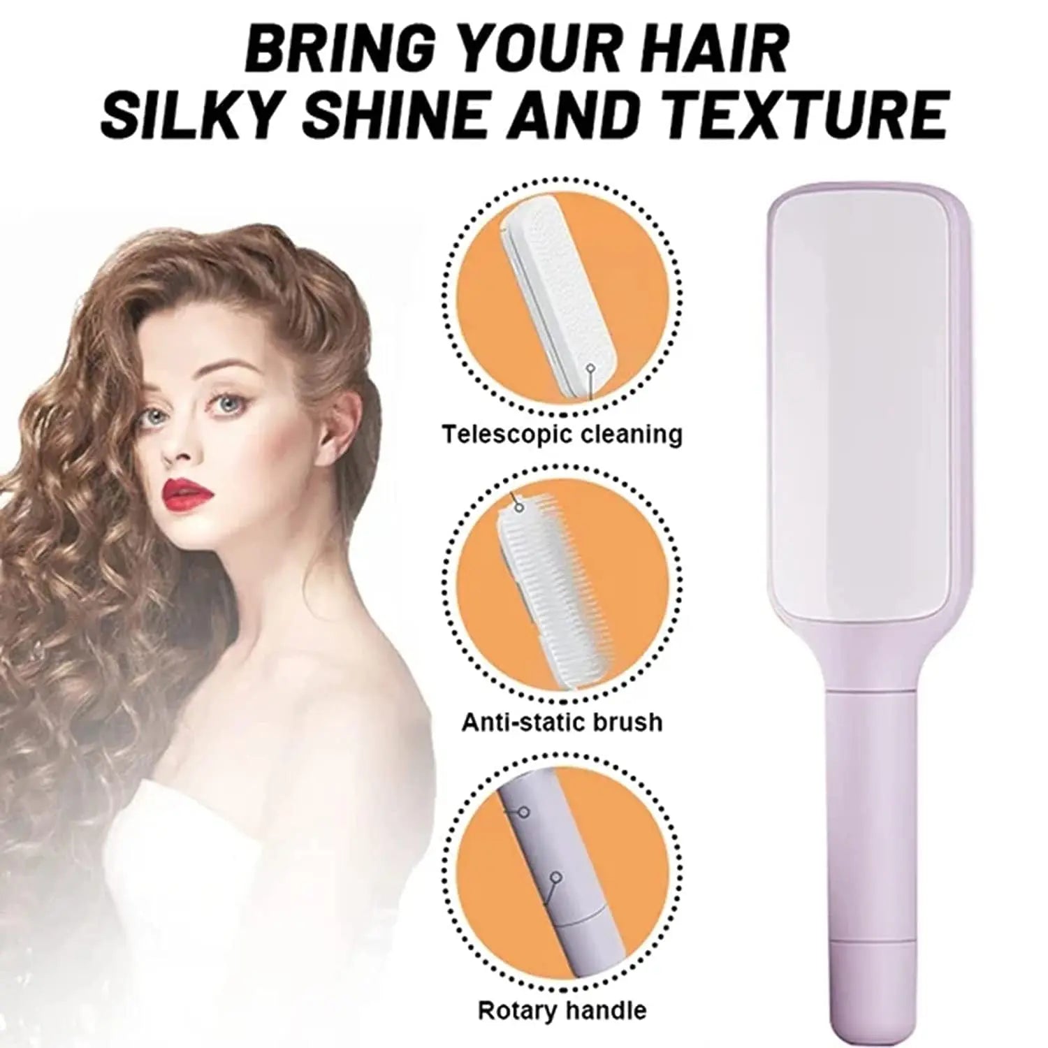💆 Self-Cleaning Anti-Static Massage Comb – Rotating Handle for Easy Hair Removal | Scalp Massage & Dandruff Relief | Detangler Brush for All Hair Types | Ergonomic Design - megalifehack.com