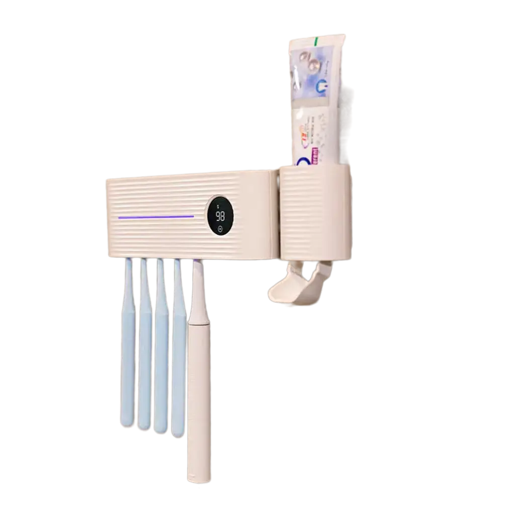 🦷 Toothbrush Disinfection Rack – UV Sterilizer with Automatic Drying | UVC Sterilization, Temperature & Power Display | Rechargeable 2400mAh Battery | Wall-Mountable megalifehack.com