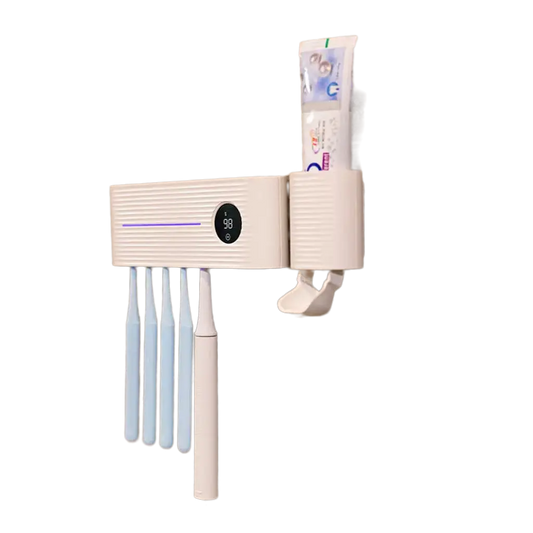 🦷 Toothbrush Disinfection Rack – UV Sterilizer with Automatic Drying | UVC Sterilization, Temperature & Power Display | Rechargeable 2400mAh Battery | Wall-Mountable megalifehack.com