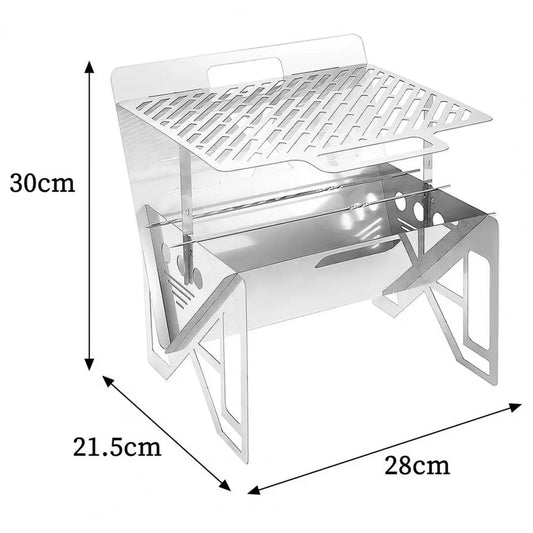 🍖 Folding Barbecue Tray Set – Portable Stainless Iron Grill with Net, Rack, Fork, Stove; Sign | Irregular Style BBQ Cooking Kit - megalifehack.com